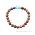 Fashionable Bangle 8MM Beads Picture Chakra Gemstone Rainbow Bracelet